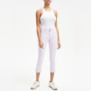 7 For All Mankind Mid Rise Frayed Hem Lilac Ankle Skinny Jeans Size 8 NWT
